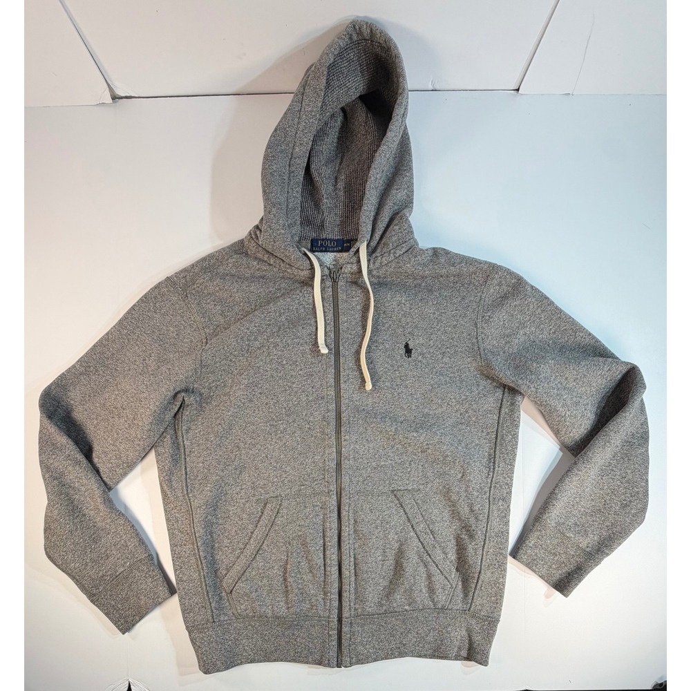 Polo Ralph Lauren Mens Grey Full Zip Waffle Lined Hoodie Sweatshirt Size M